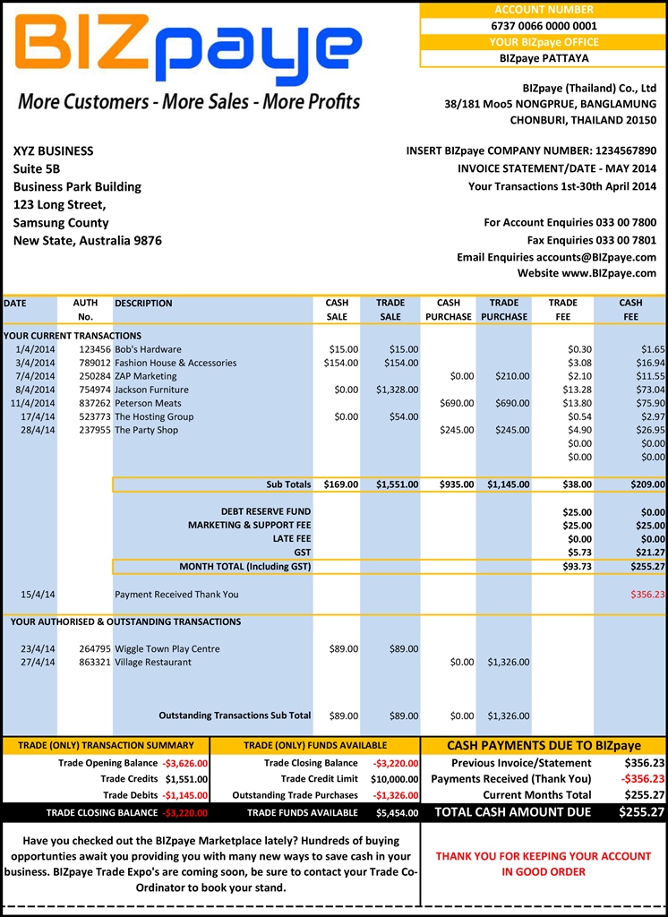 BIZpaye 24/7 Statements Online - BIZpaye International